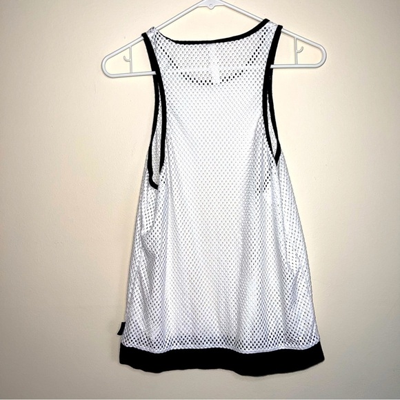 Fabletics Cayman Racerback Tank Top Soft White Mesh with Black Edges and Hem Med - Picture 7 of 7